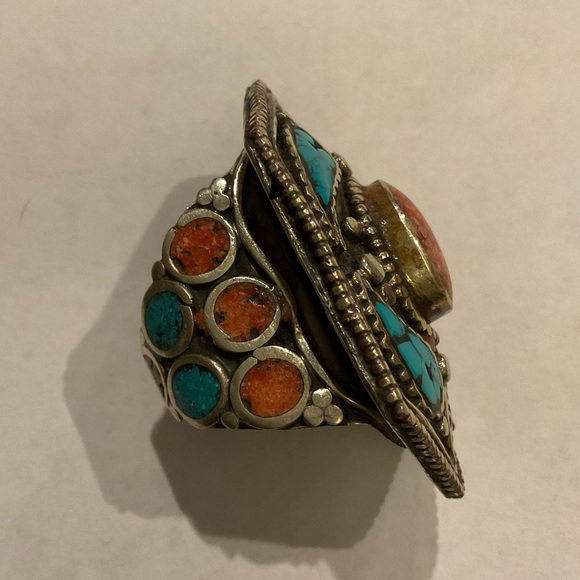 Vintage Men’s Sterling Silver Southwestern Turquoise Ring Jewelry Heavyweight